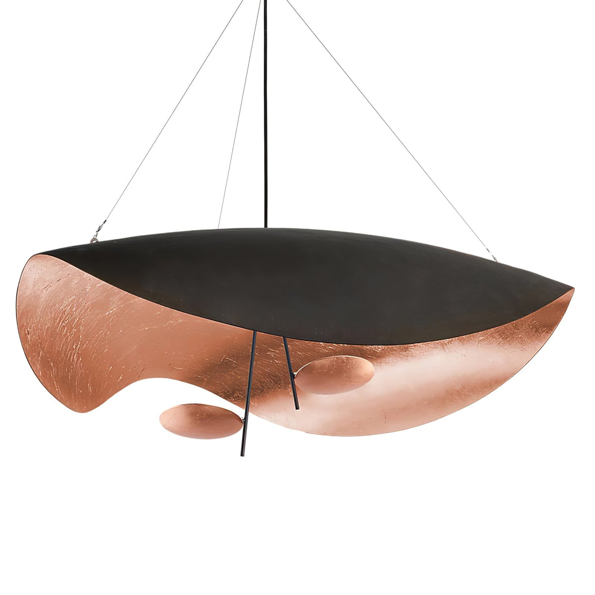 Aurisina lampada a sospensione nera con paralume dorato curvo