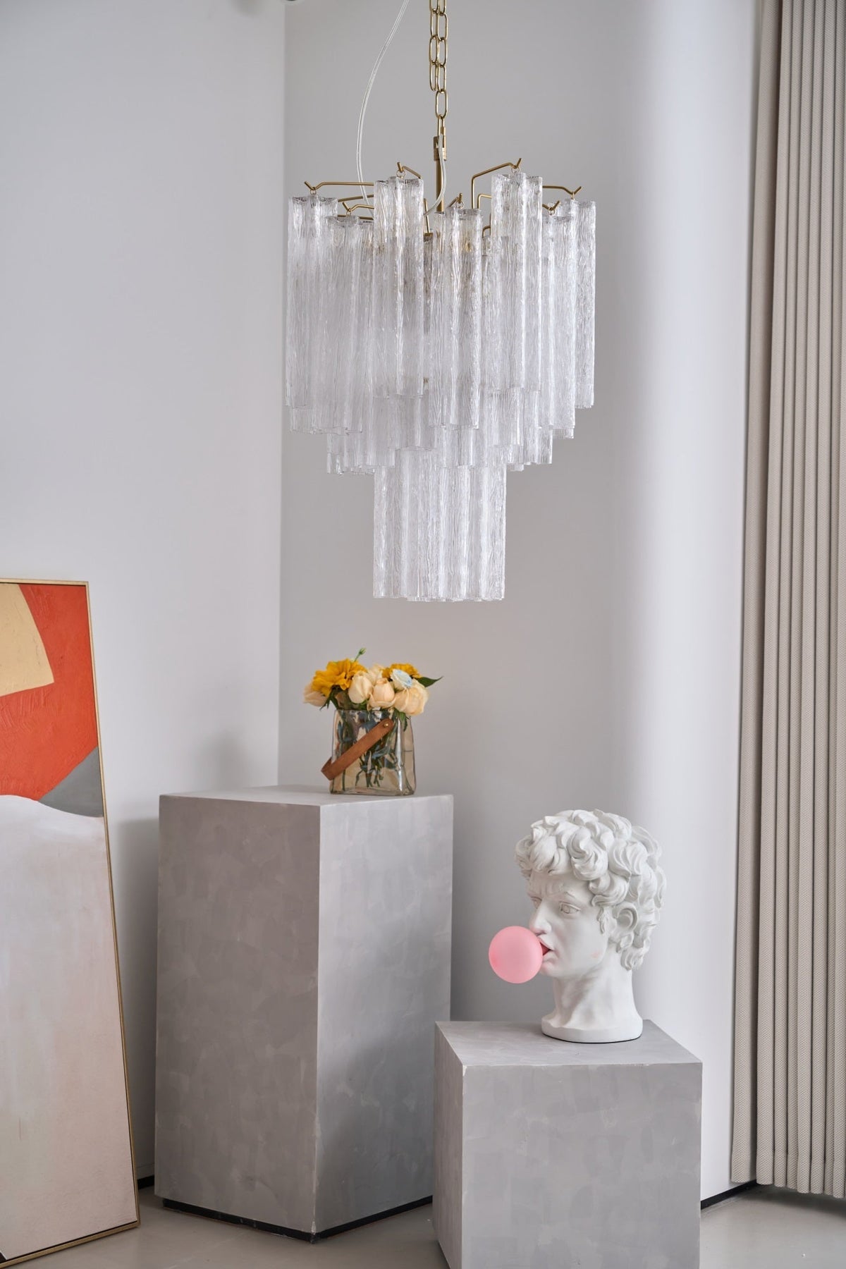 Celorora lampadario Tubi in vetro Murano Chiaro a Più Livelli moderno