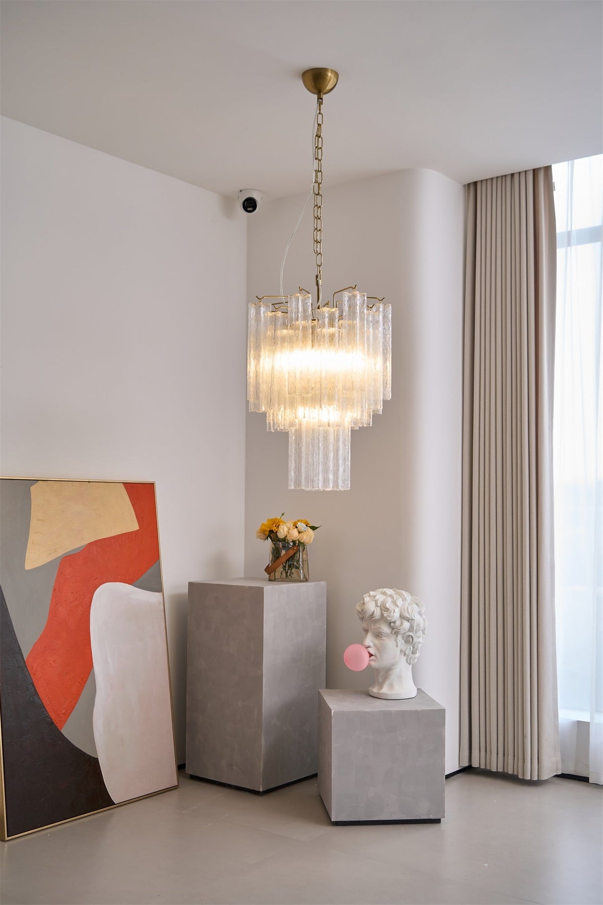 Celorora lampadario Tubi in vetro Murano Chiaro a Più Livelli moderno
