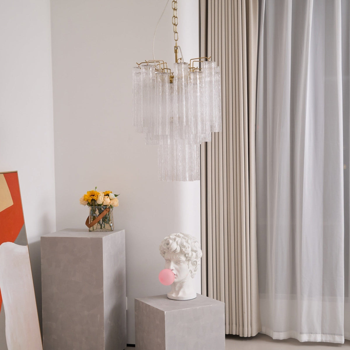 Celorora lampadario Tubi in vetro Murano Chiaro a Più Livelli moderno