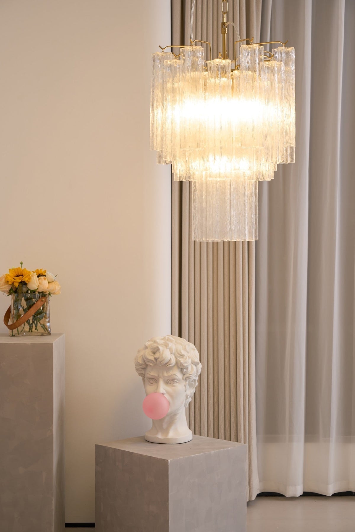 Celorora lampadario Tubi in vetro Murano Chiaro a Più Livelli moderno