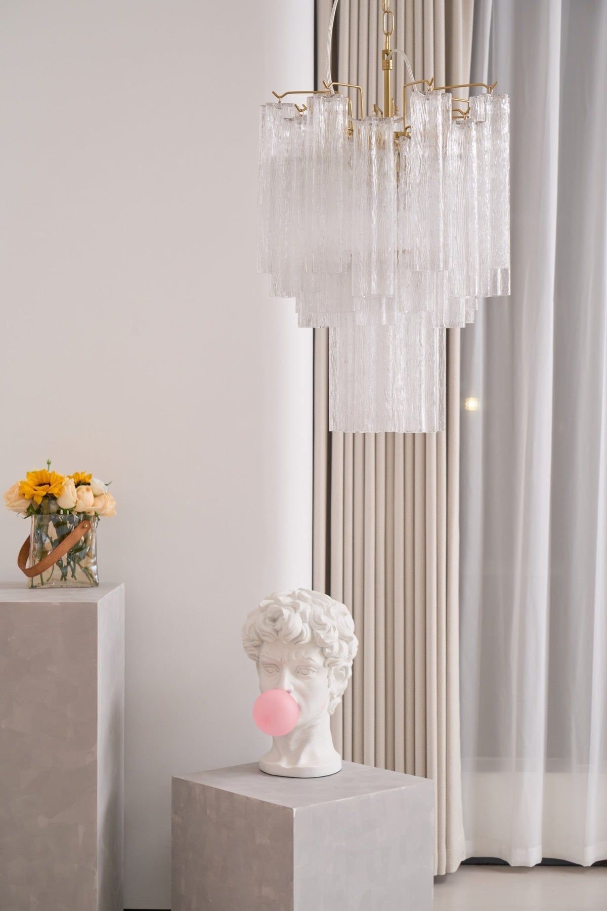 Celorora lampadario Tubi in vetro Murano Chiaro a Più Livelli moderno