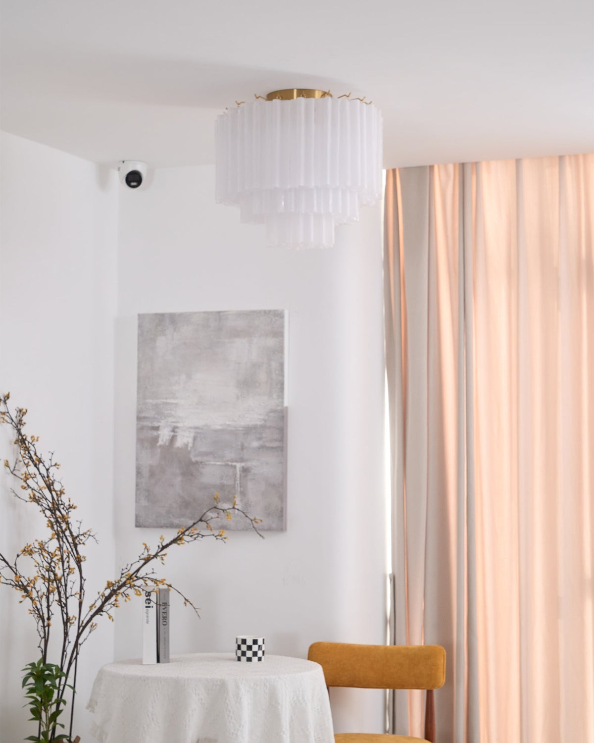 Velelena plafoniera in vetro Murano bianco Stratificato elegante moderna