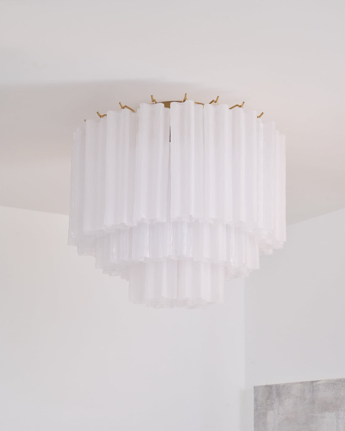 Velelena plafoniera in vetro Murano bianco Stratificato elegante moderna