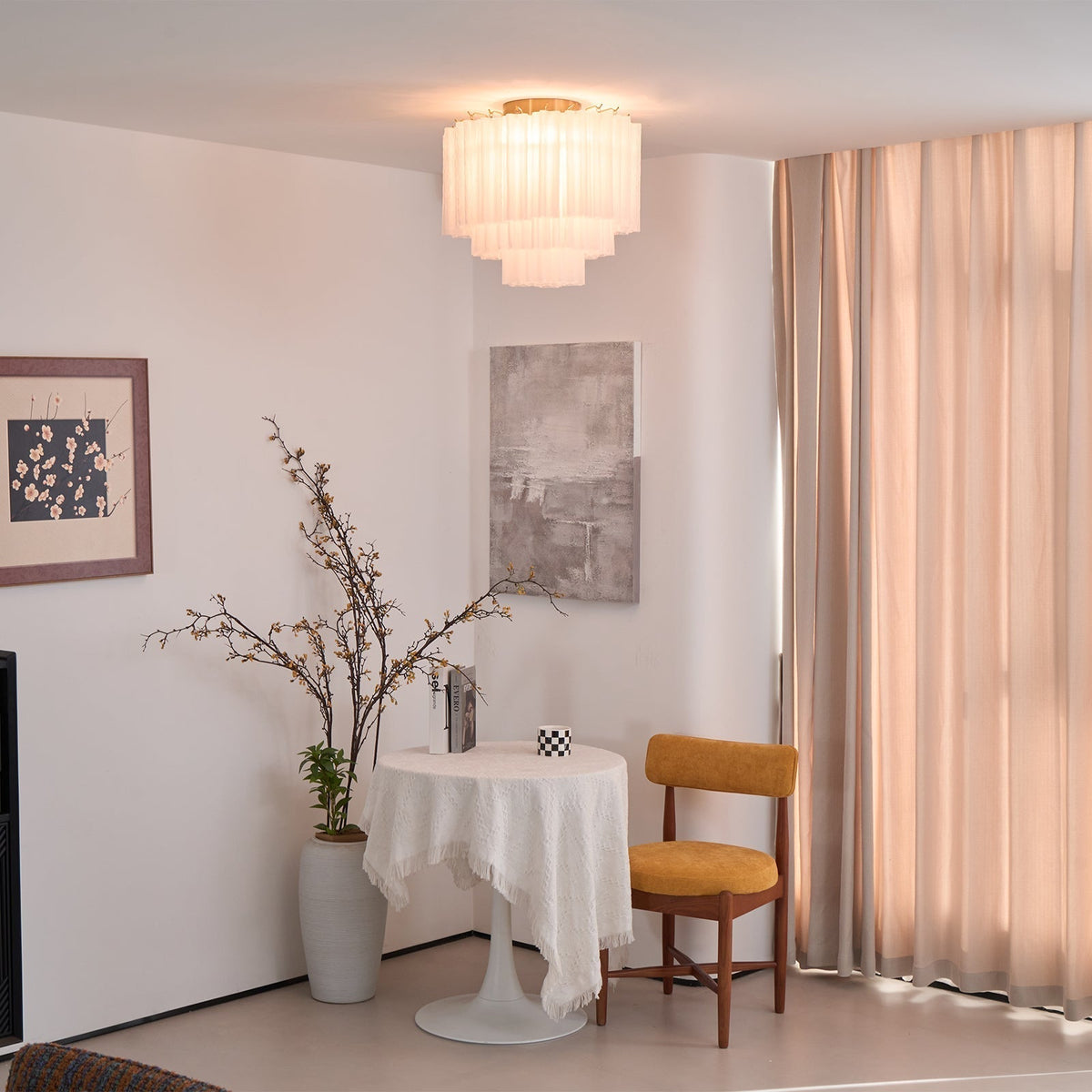 Velelena plafoniera in vetro Murano bianco Stratificato elegante moderna