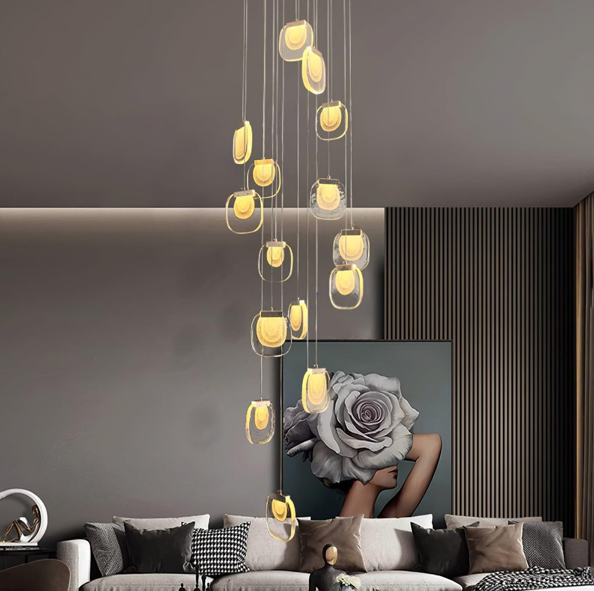 Avesia lampada a sospensione minimalista in vetro per scale