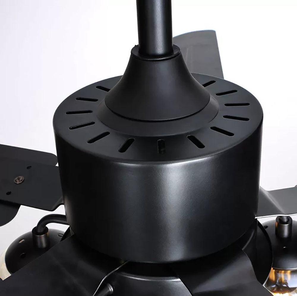 Zazoren Ventilatore da soffitto con luce in vetro nero vintage