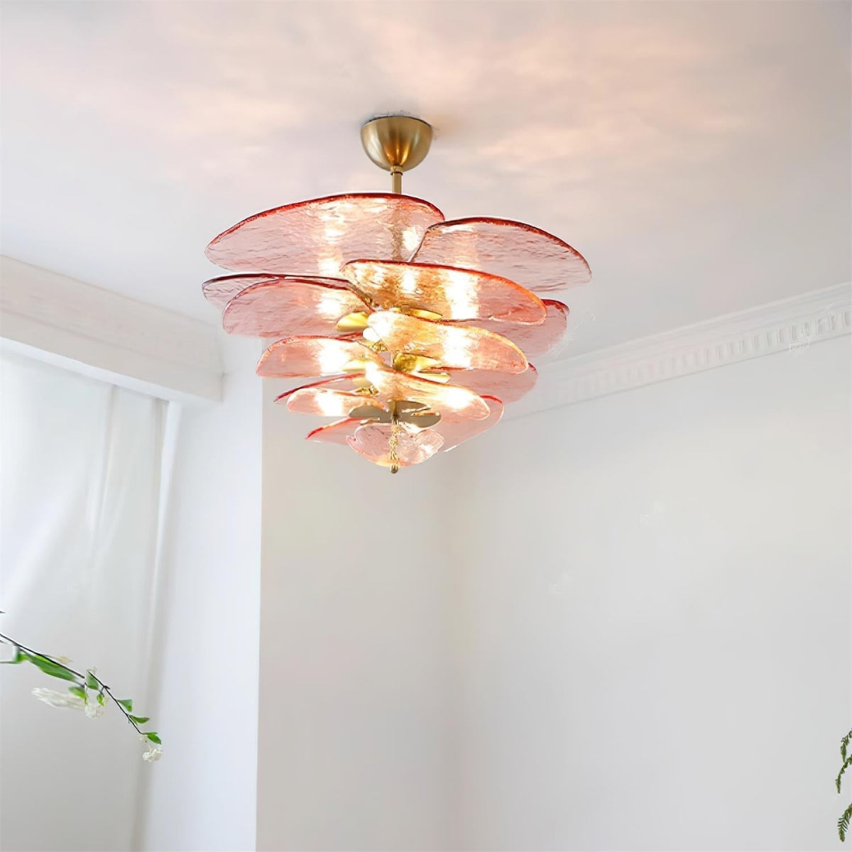 Crivs lampadario Oro vetro Murano petali lusso