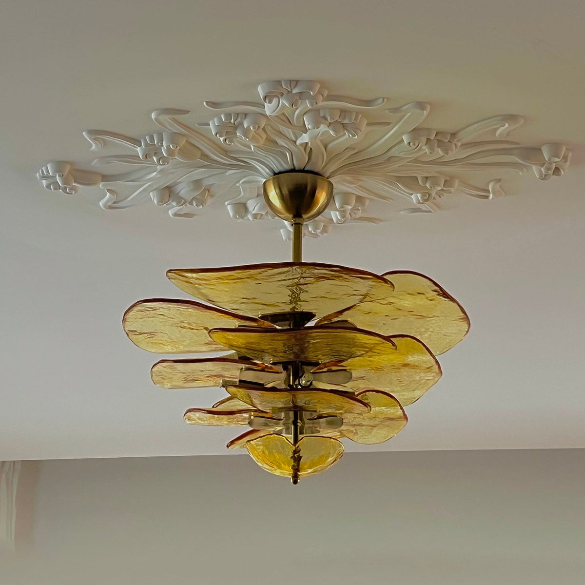 Crivs lampadario Oro vetro Murano petali lusso