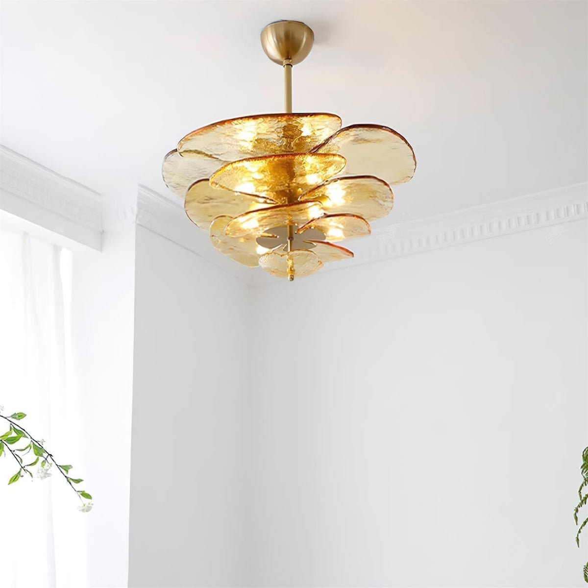 Crivs lampadario Oro vetro Murano petali lusso
