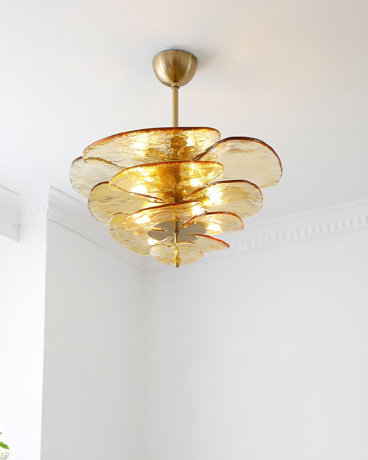 Crivs lampadario Oro vetro Murano petali lusso