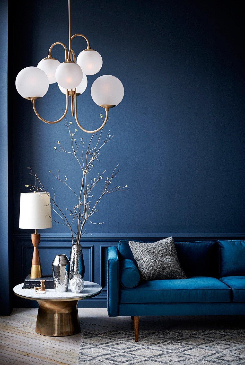 Auruaria lampadario ottone Bracci Curvi sfere Opaline elegante per soggiorno a grappolo
