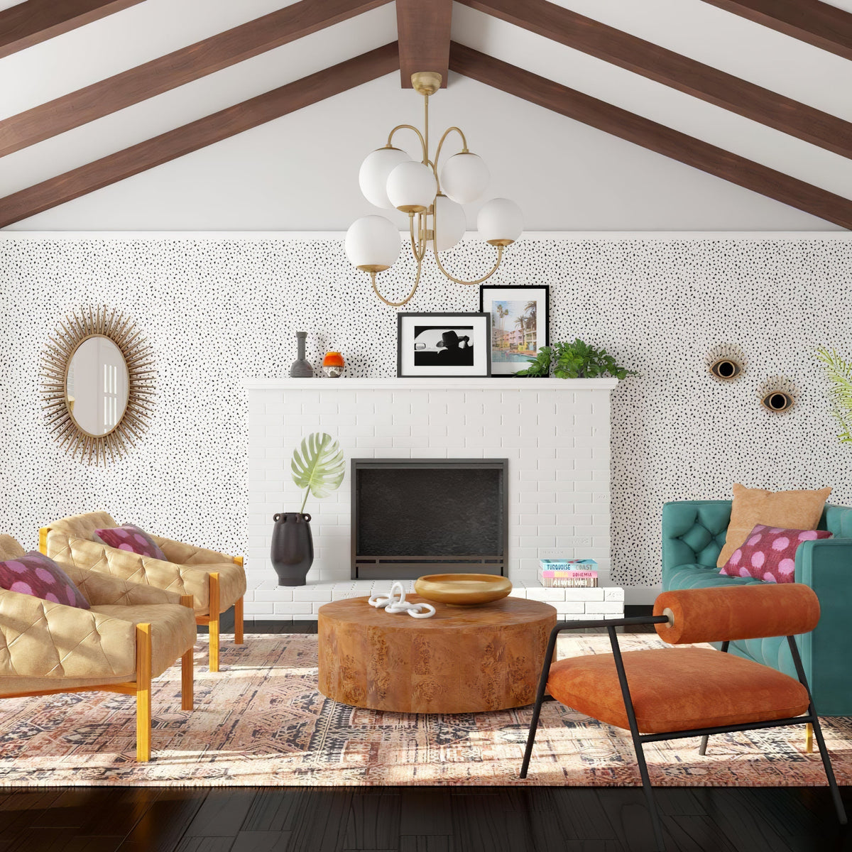 Auruaria lampadario ottone Bracci Curvi sfere Opaline elegante per soggiorno a grappolo