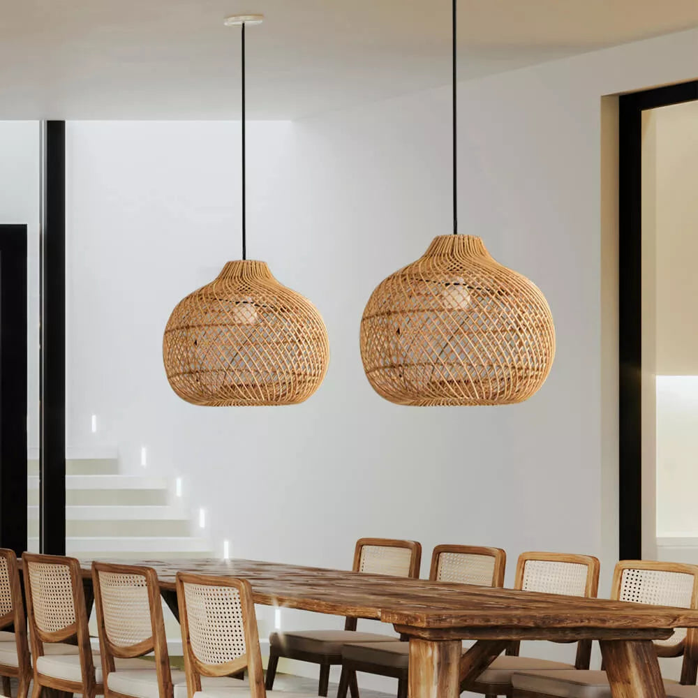 Ritta Design LED Rattan Sospensione Legno Camera da letto Soggiorno