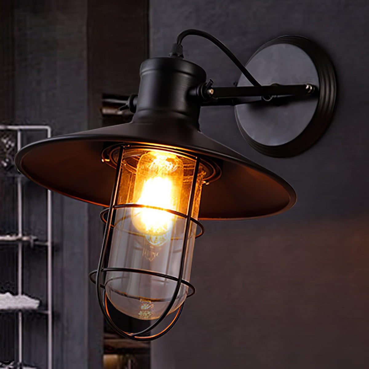 Eiraniella lampada da parete in vetro industriale Harbour