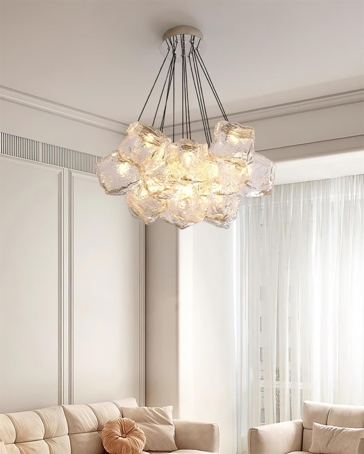 Pebine lampadario in vetro a ciottolo
