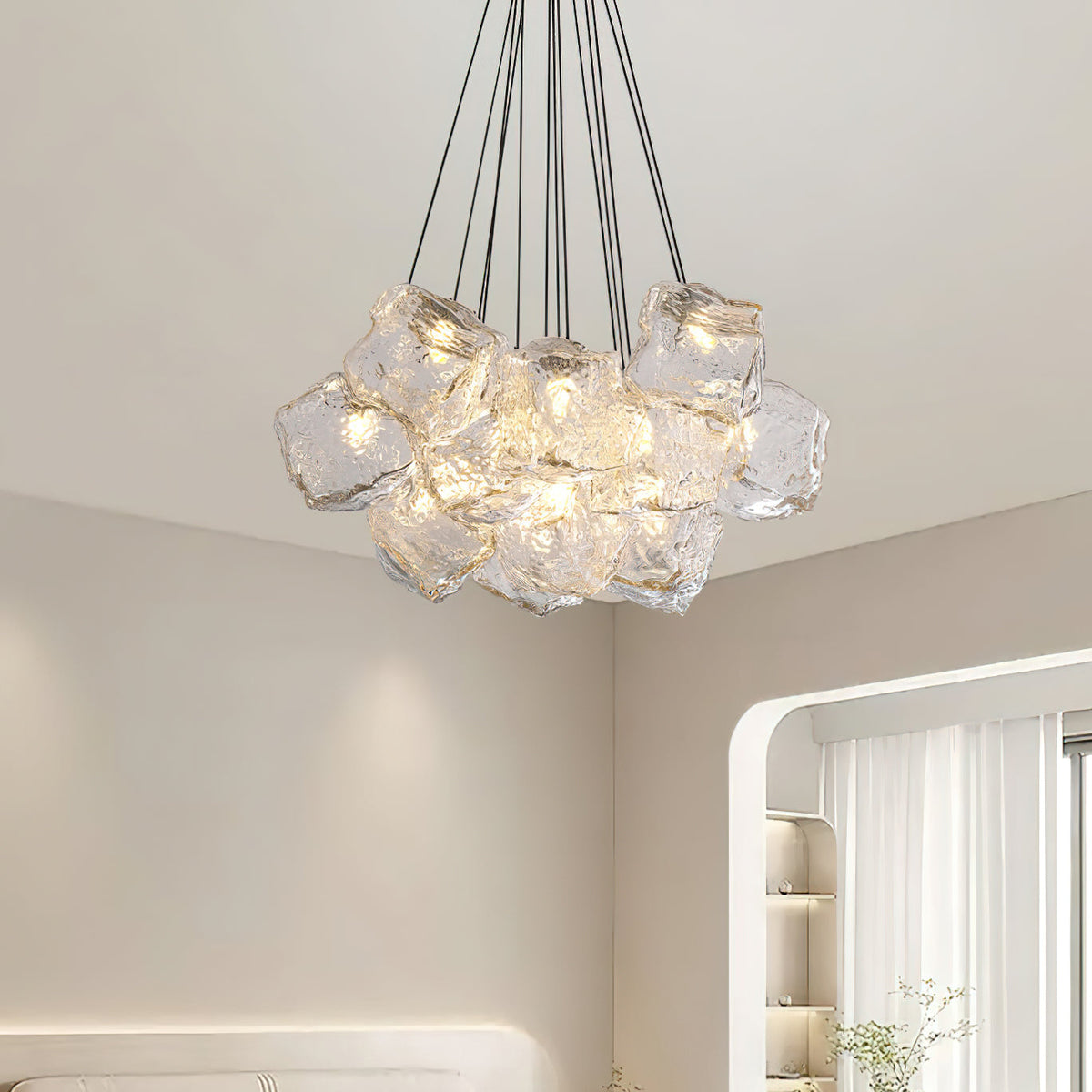 Pebine lampadario in vetro a ciottolo