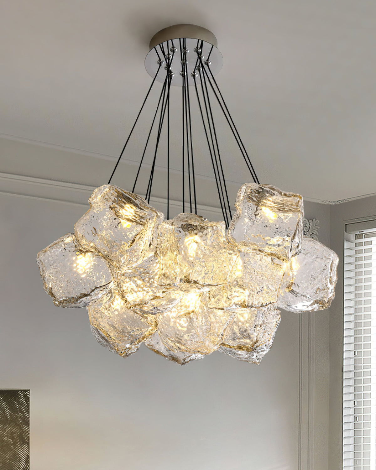 Pebine lampadario in vetro a ciottolo