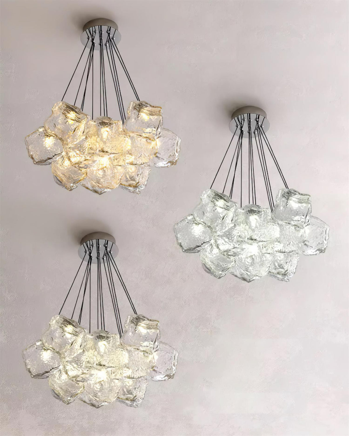 Pebine lampadario in vetro a ciottolo