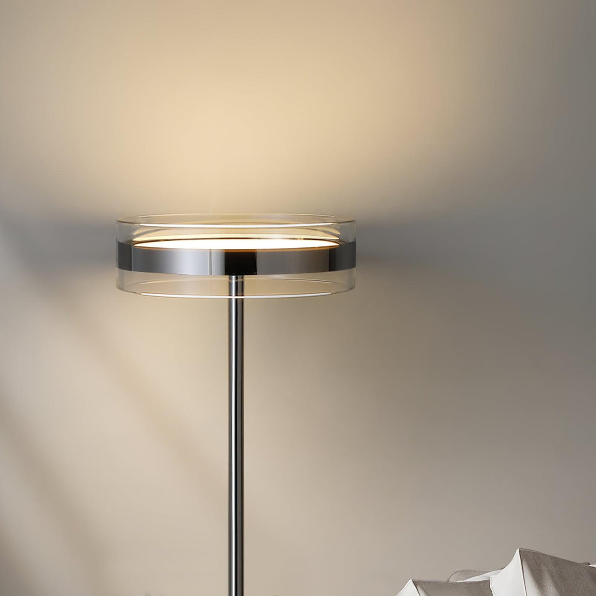 Lioreette lampada da tavolo in cromo e vetro
