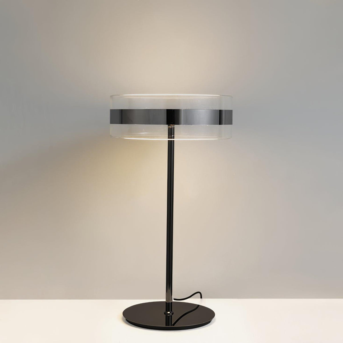Lioreette lampada da tavolo in cromo e vetro