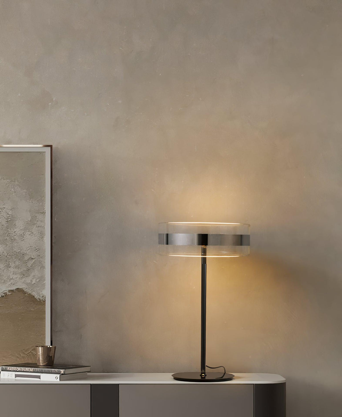 Lioreette lampada da tavolo in cromo e vetro
