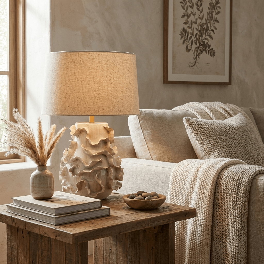 Elieielle lampada da tavolo in ceramica con bordo frangiato