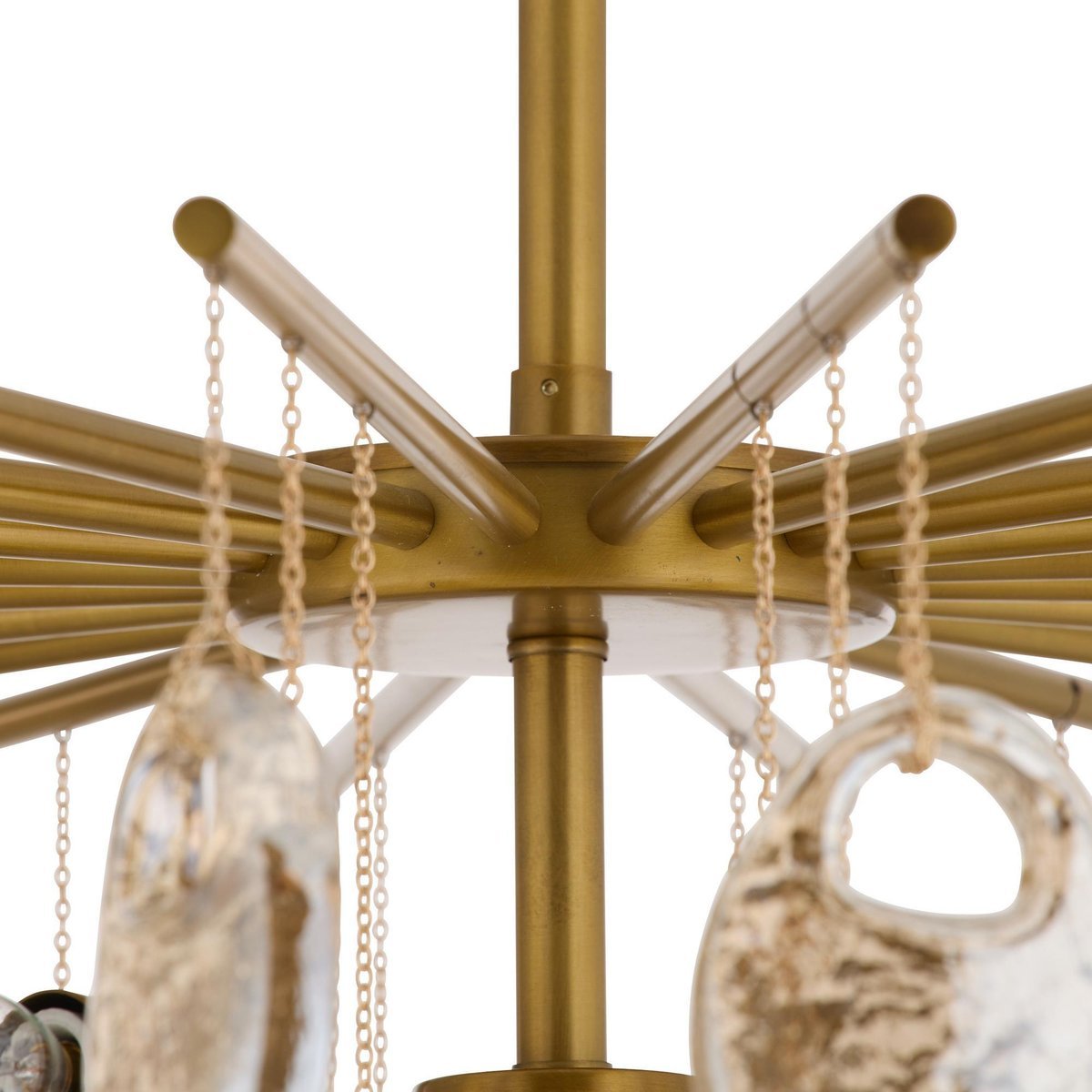 Velaian lampadario Gocce in vetro ambra ottone Antico