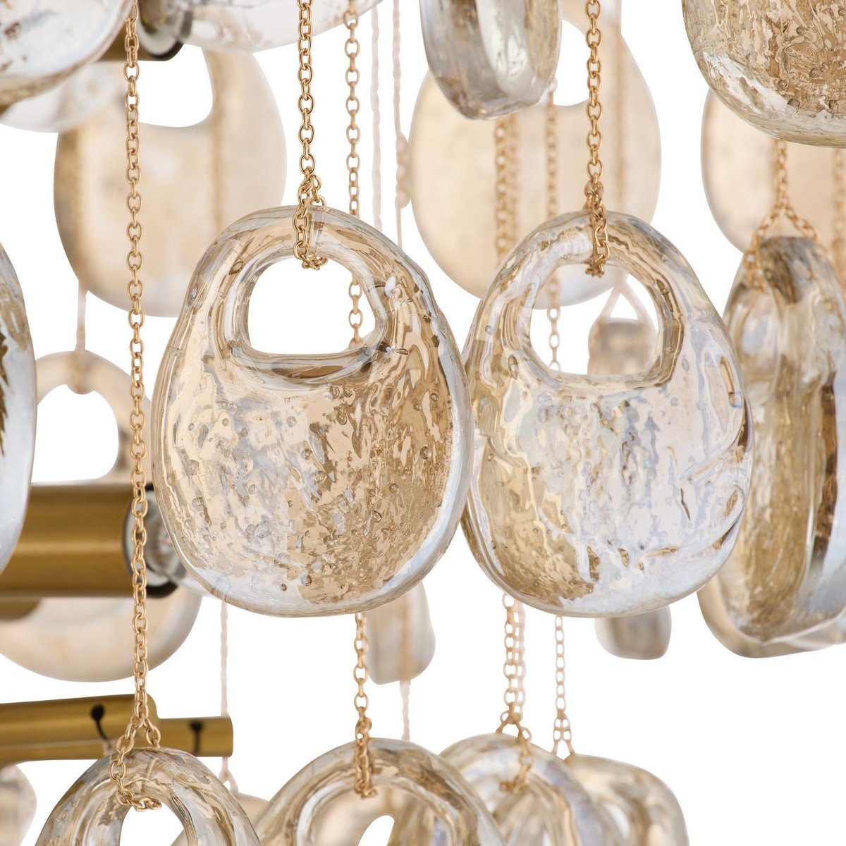 Velaian lampadario Gocce in vetro ambra ottone Antico