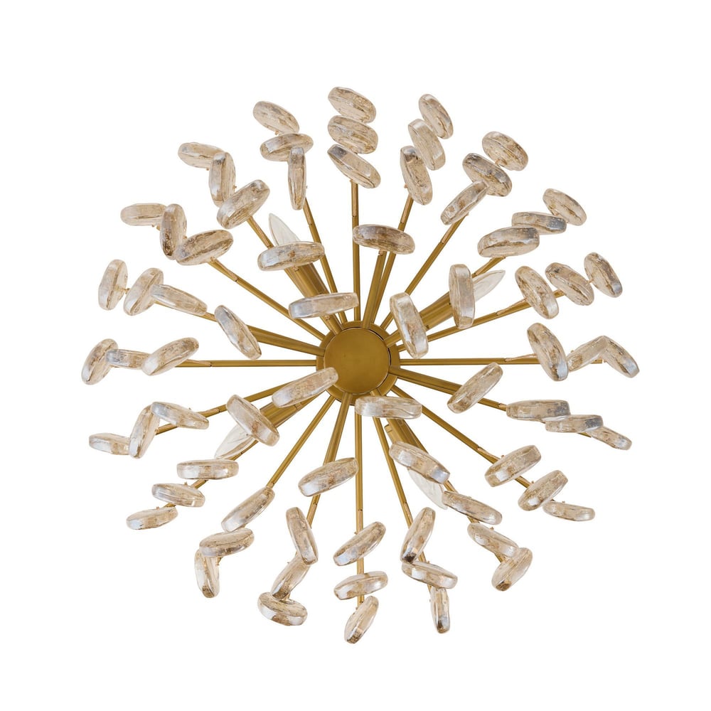 Velaian lampadario Gocce in vetro ambra ottone Antico