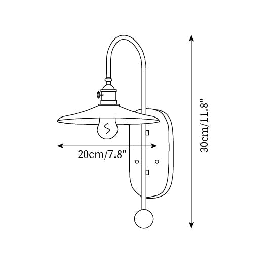 Lampada da parete in metallo e vetro con paralume sferico liscio e retropannello in legno