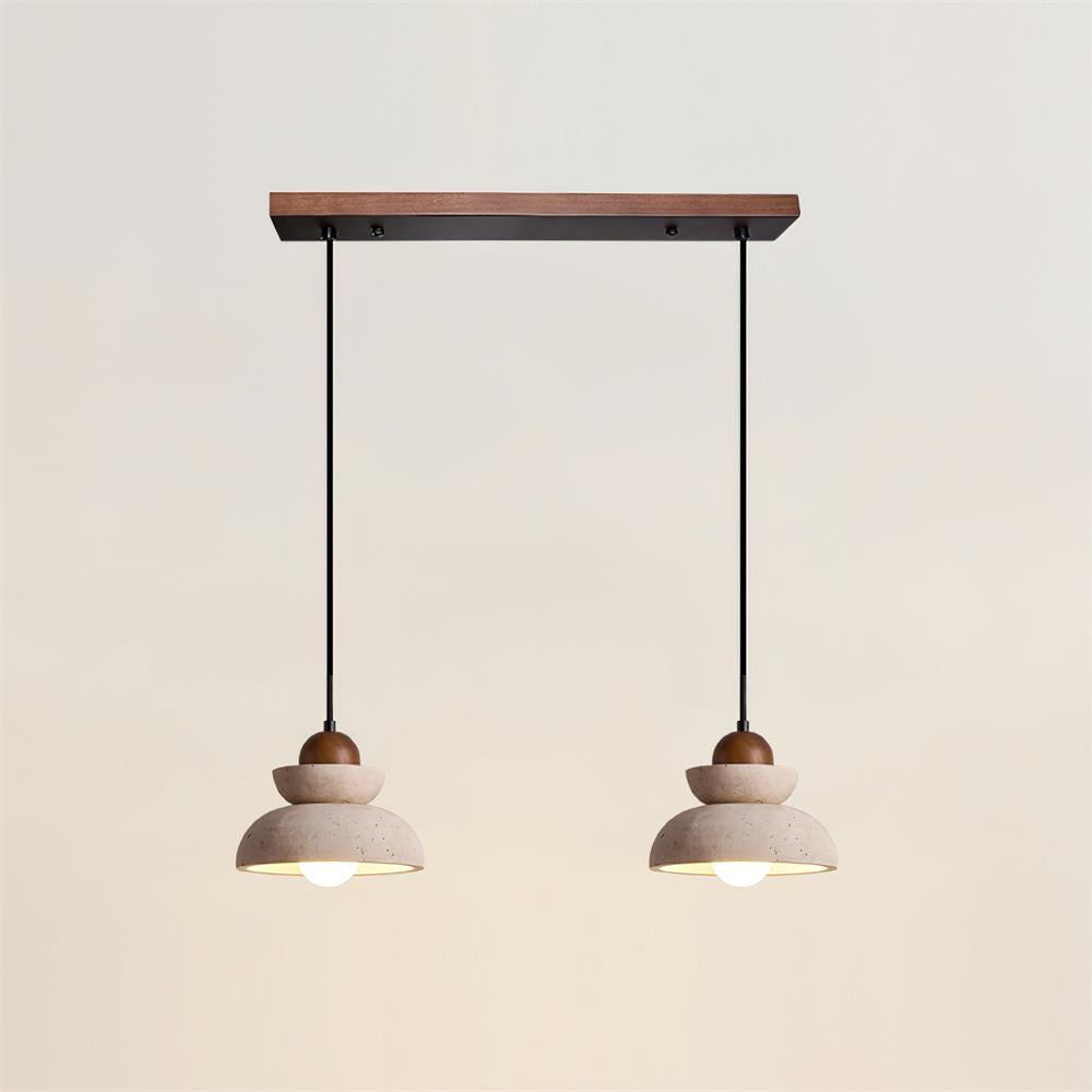 Lampada a sospensione travertino Paralume legno moderno Nordico Beige Walnut