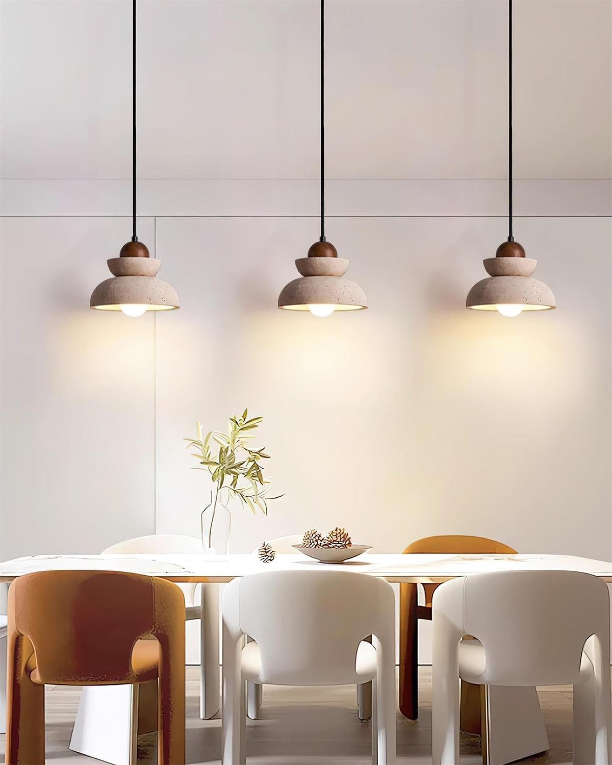 Lampada a sospensione travertino Paralume legno moderno Nordico Beige Walnut
