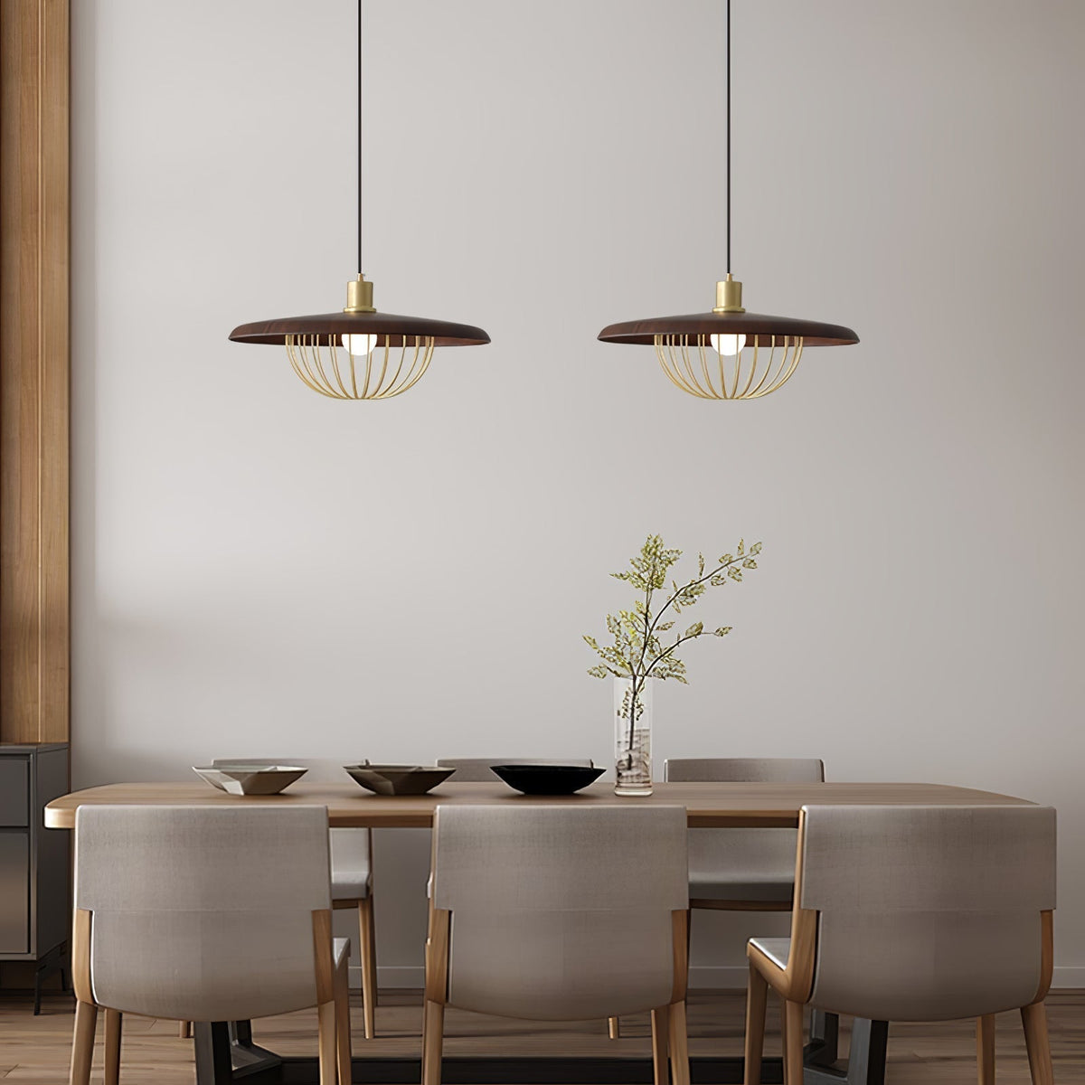 Rinoira lampada a sospensione in legno Retro vintage
