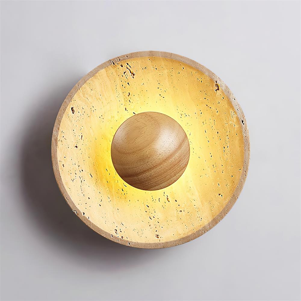 Norvian lampada da parete Tonda in travertino minimalista