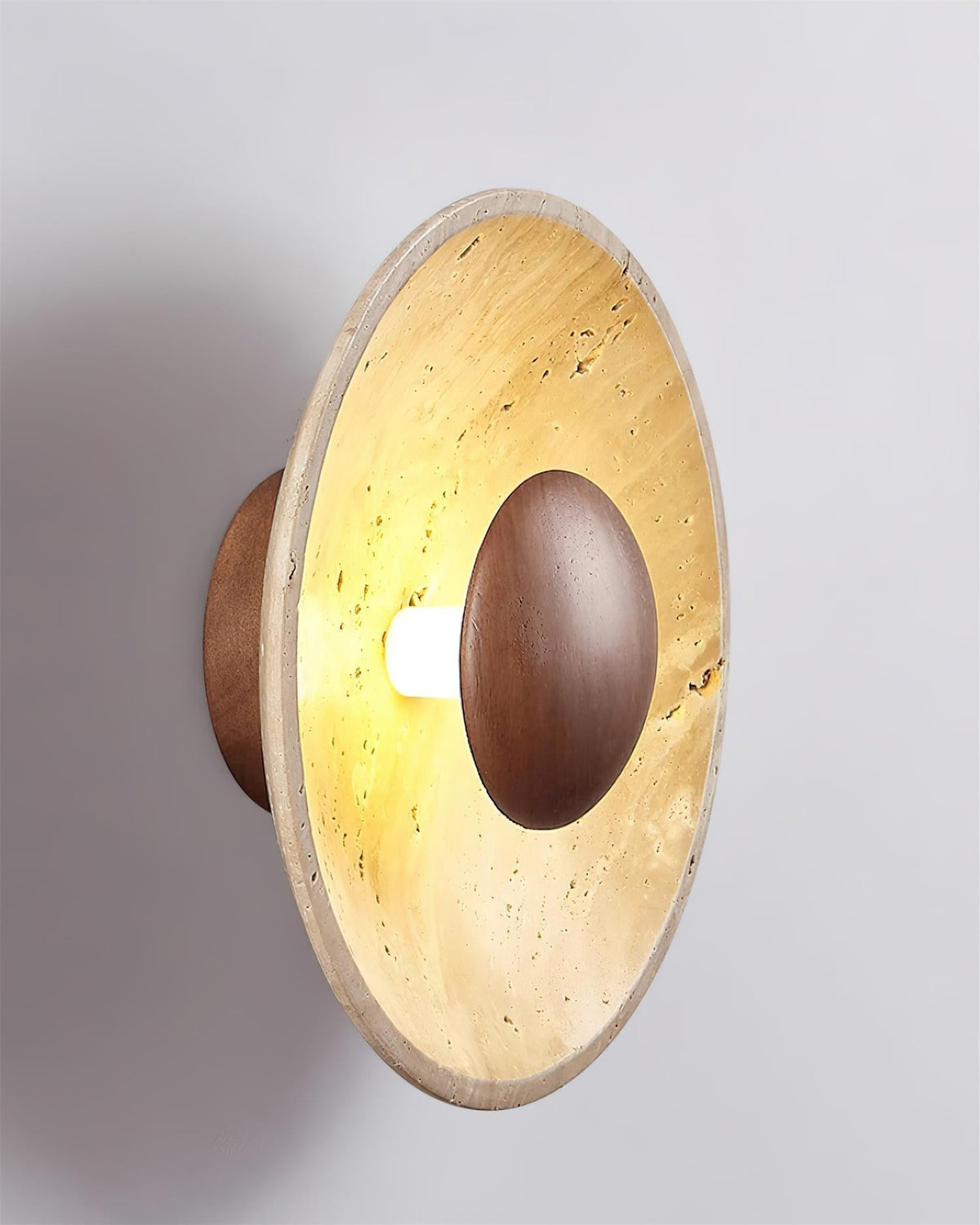 Norvian lampada da parete Tonda in travertino minimalista