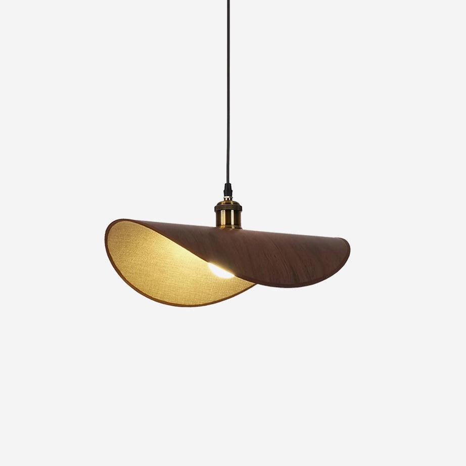Mirelle lampada a sospensione in tessuto lino, finitura legno minimalista