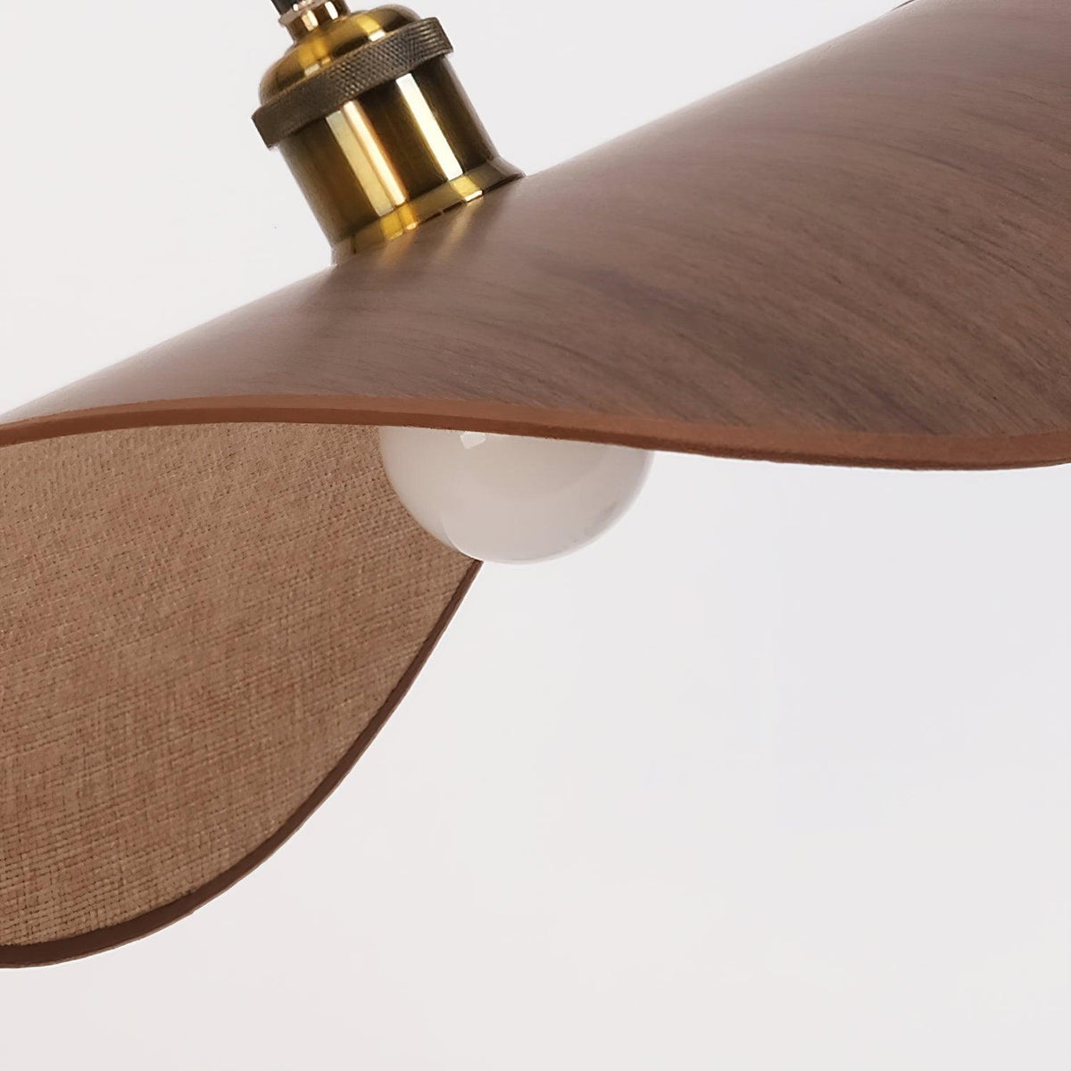Mirelle lampada a sospensione in tessuto lino, finitura legno minimalista