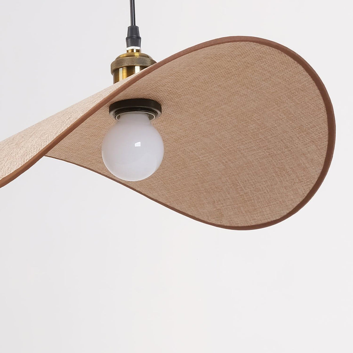 Mirelle lampada a sospensione in tessuto lino, finitura legno minimalista