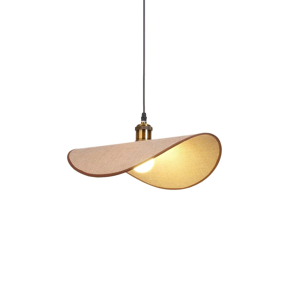 Mirelle lampada a sospensione in tessuto lino, finitura legno minimalista