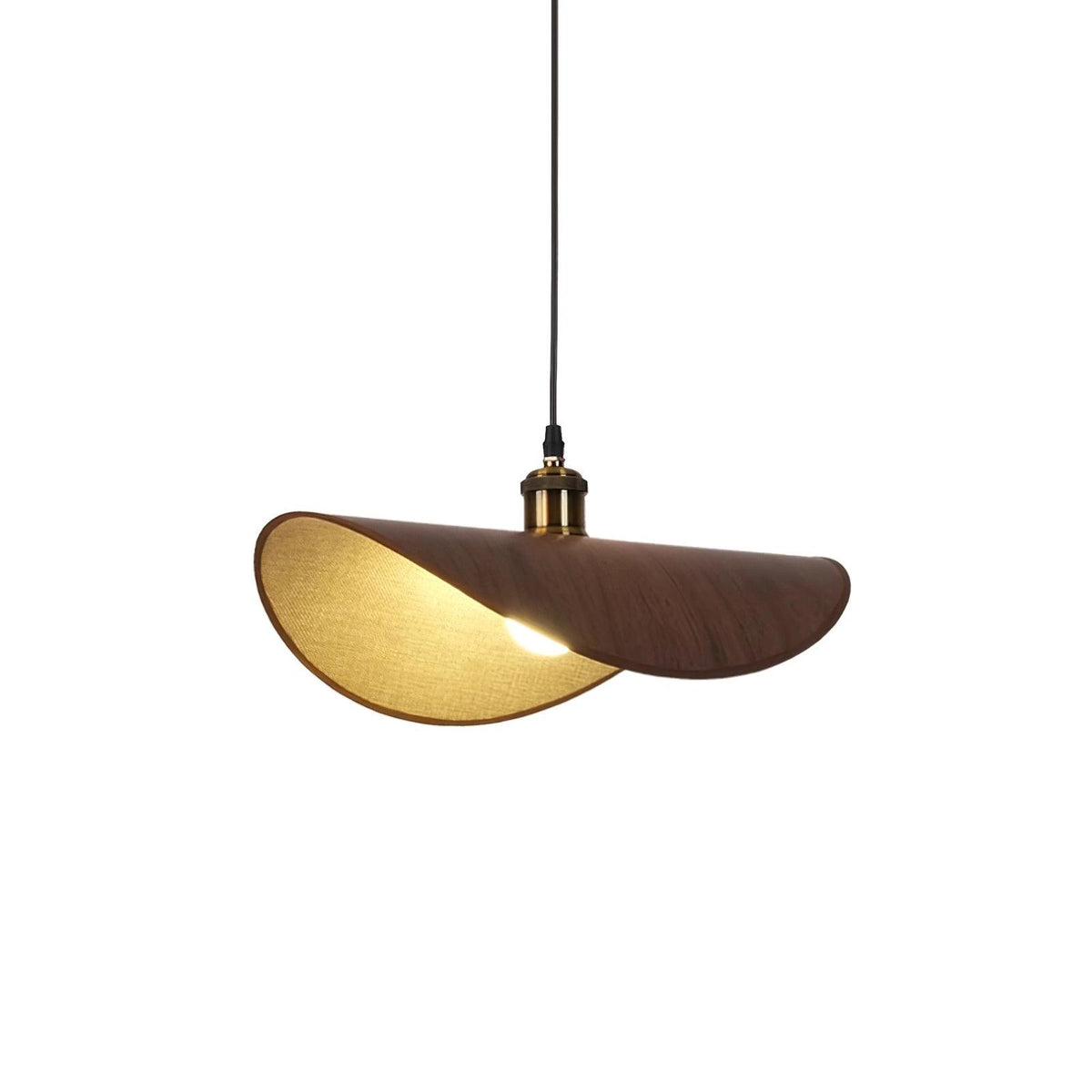 Mirelle lampada a sospensione in tessuto lino, finitura legno minimalista