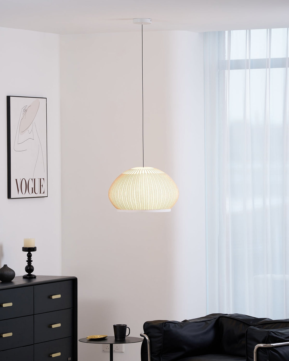 Lineiella lampada a sospensione in tessuto minimalista