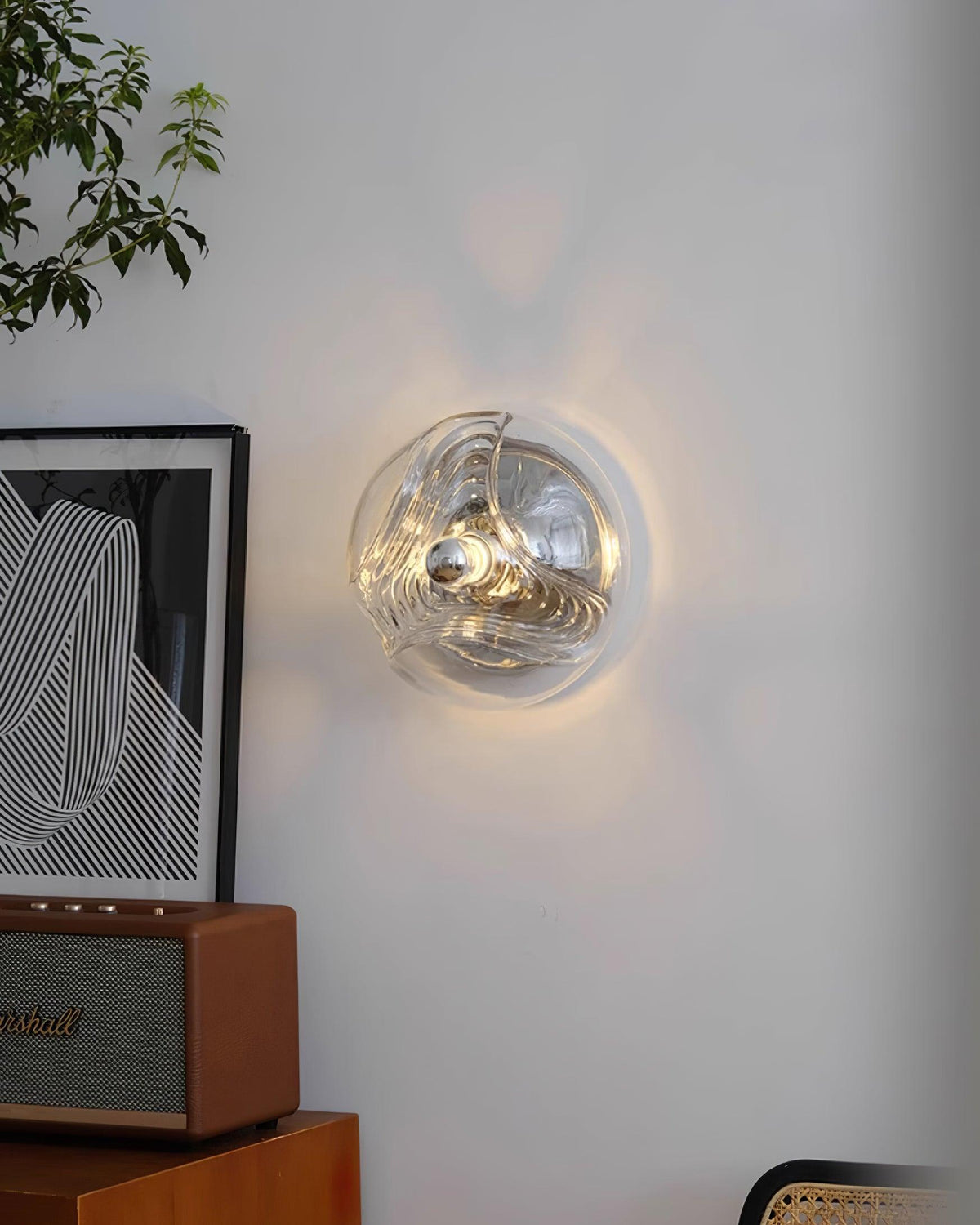 Lampada da parete Swirl Texture Clear ambra Fumé Grigio moderno