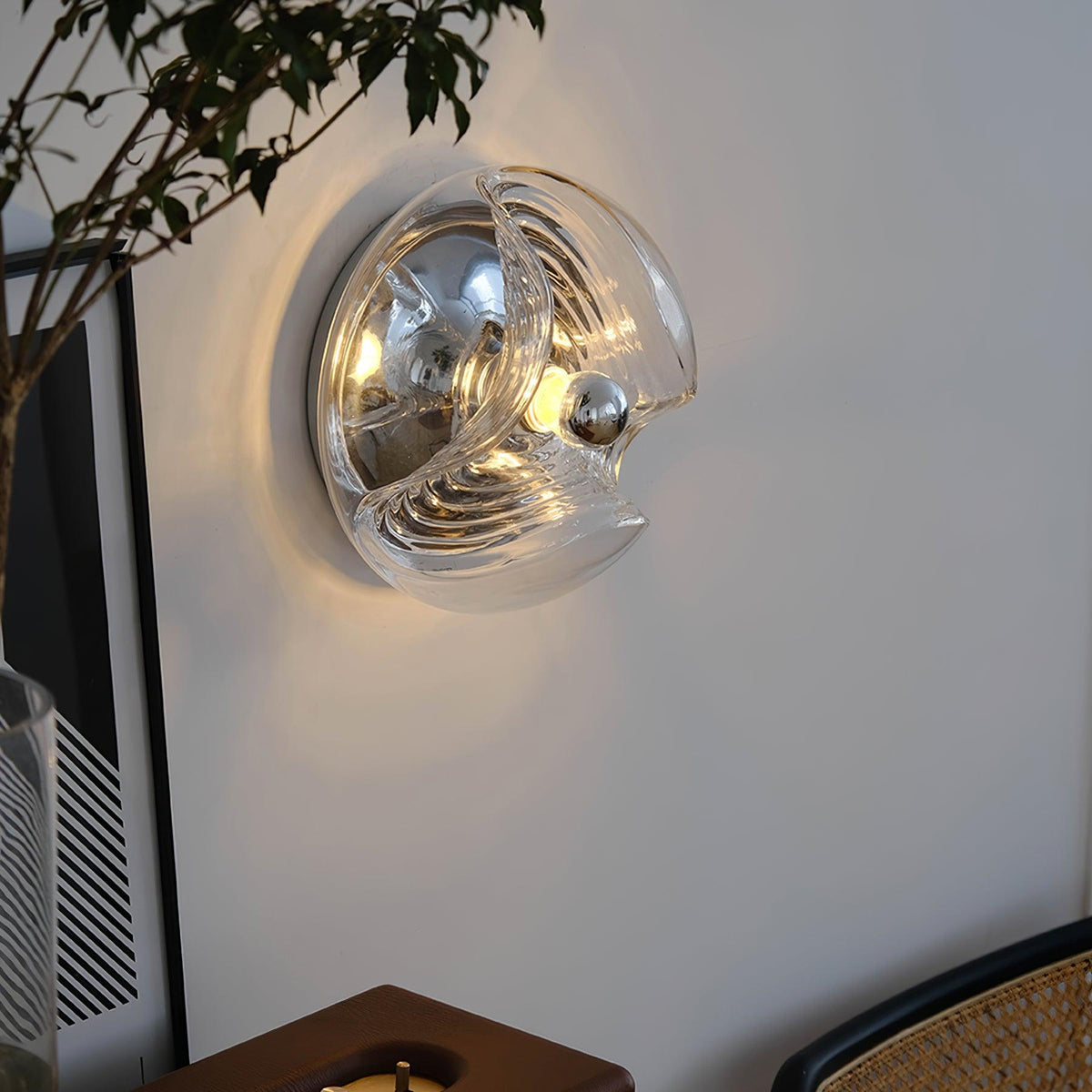 Lampada da parete Swirl Texture Clear ambra Fumé Grigio moderno
