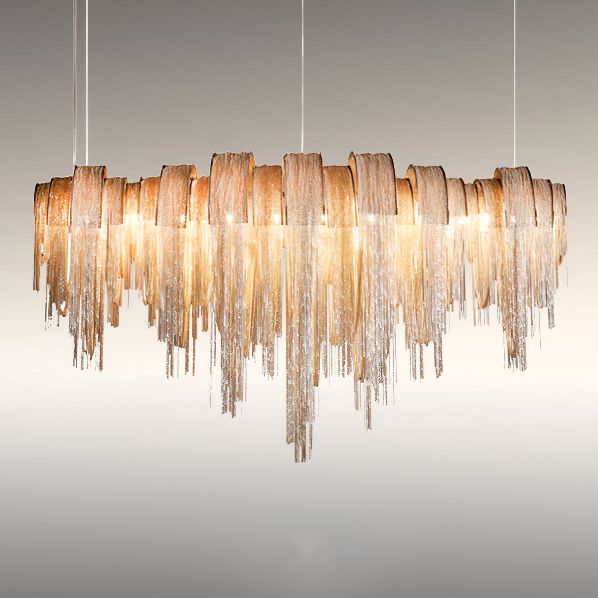 Tarien lampadario a Catene Stratificate in Nichel lusso