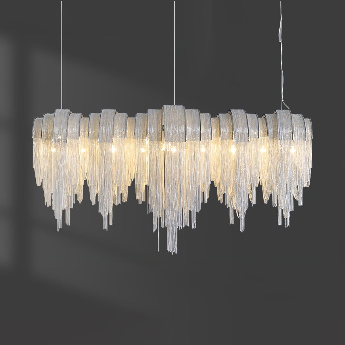 Tarien lampadario a Catene Stratificate in Nichel lusso