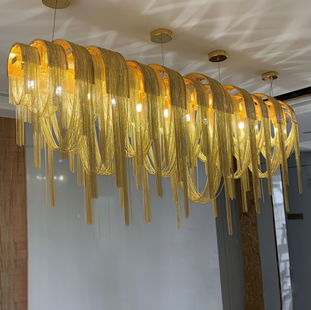 Tarien lampadario a Catene Stratificate in Nichel lusso