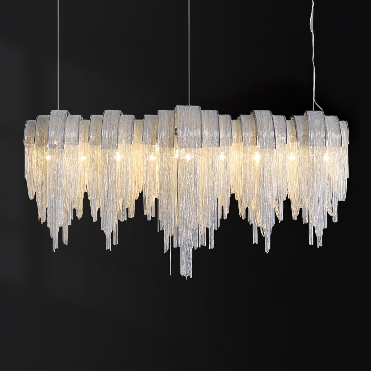 Tarien lampadario a Catene Stratificate in Nichel lusso