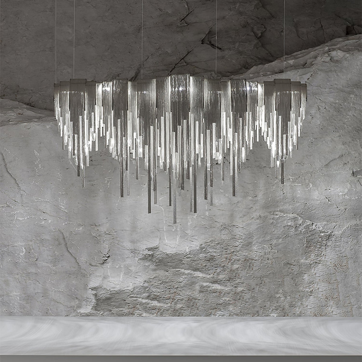 Tarien lampadario a Catene Stratificate in Nichel lusso