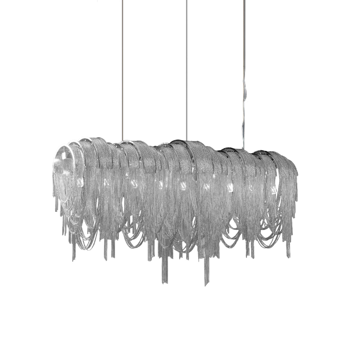 Tarien lampadario a Catene Stratificate in Nichel lusso